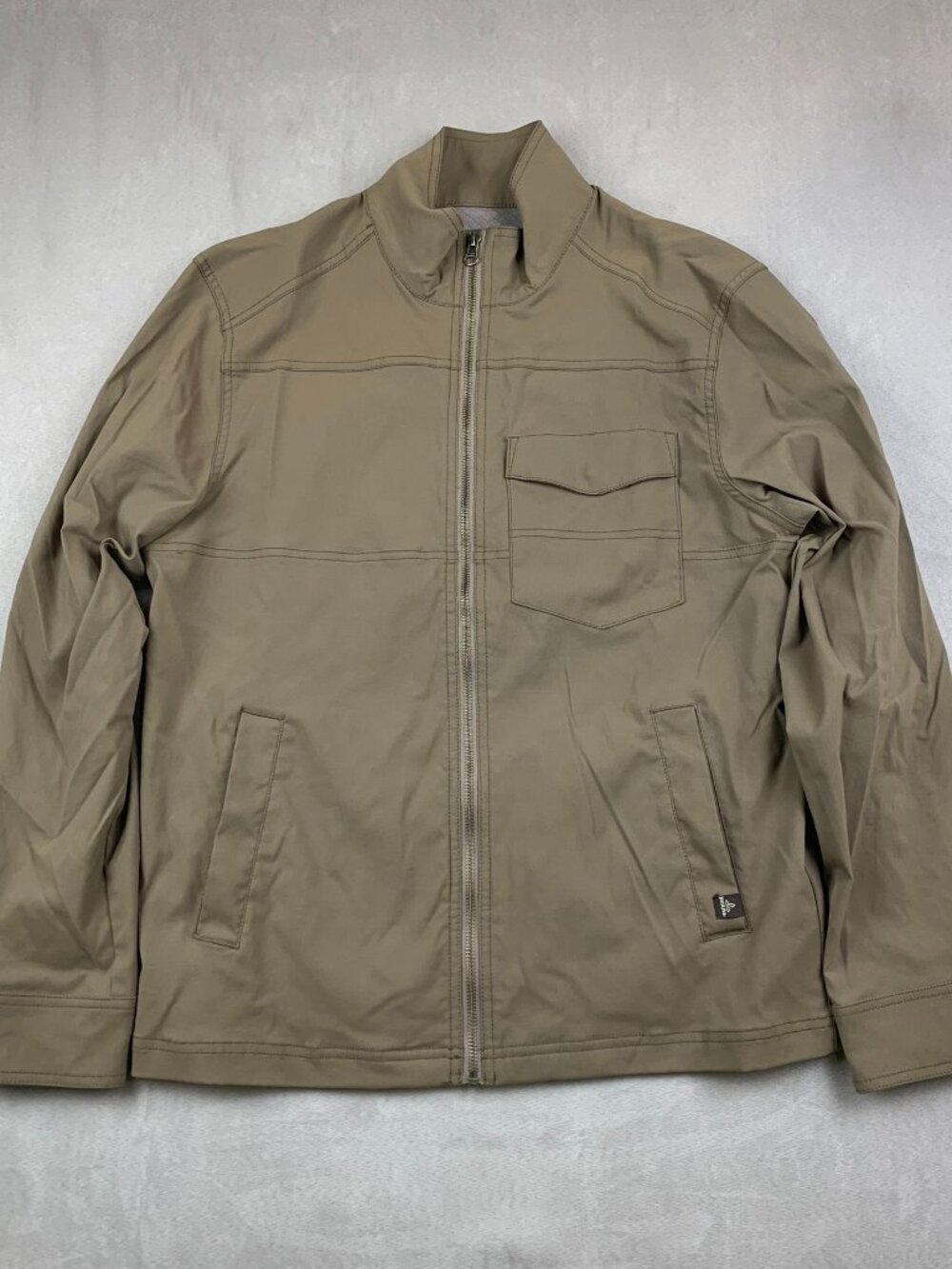 Prana Mens Medium Brown Full Zip Zion Jacket Long Sleeve Nylon Stretch M2ZION116